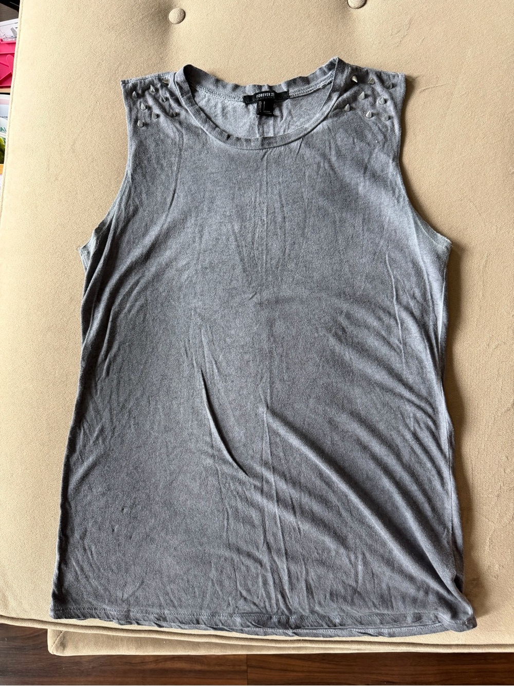 Forever 21 Grey Studded Muscle Tee